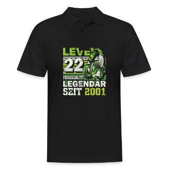Level 22 freigeschaltet legendär seit 2001 - Männer Poloshirt - Schwarz - Vorne - Kai (181cm)