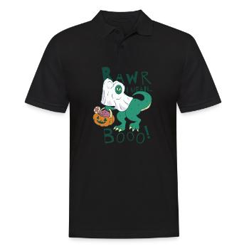 Rawr I Mean Booo! Pumkin Halloween Dinosaur - Männer Poloshirt - Schwarz - Vorne - Kai (181cm)