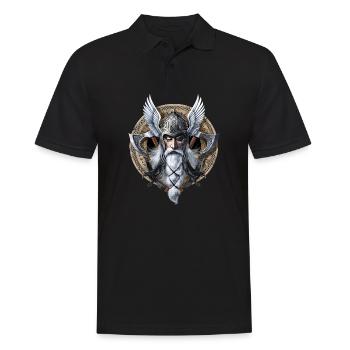 Wikingerkrieger-Gott Odin - Männer Poloshirt - Schwarz - Vorne - Kai (181cm)