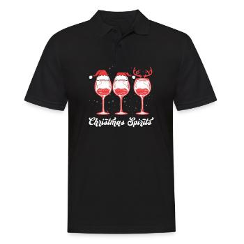 Spiritueux de Noël Verres de Vin Vacances - Polo Homme - noir - Devant - Kai (181cm)