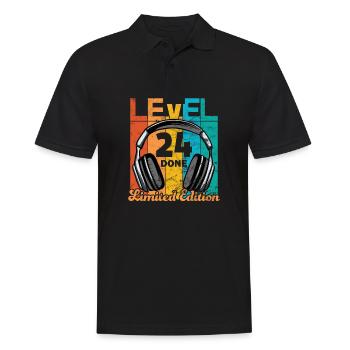 Gaming Birthday 24 Years Level 24 Complete - Men's Polo Shirt - black - Front - Kai (181cm)