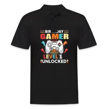 Geburtstag Gamer Level 1 Unlocked 1 Geburtstag - Männer Poloshirt - Schwarz - Vorne - Kai (181cm)
