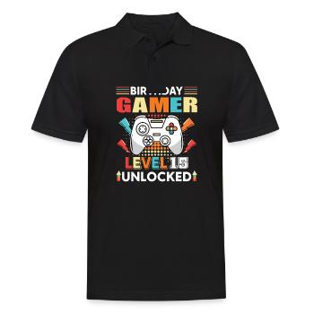 Birthday Gamer Level 15 Unlocked 15 - Men's Polo Shirt - black - Front - Kai (181cm)