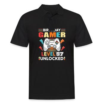 Geburtstag Gamer Level 57 Unlocked 57 Geburtstag - Männer Poloshirt - Schwarz - Vorne - Kai (181cm)