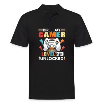 Anniversaire Gamer Niveau 73 Débloqué 73 Anniversaire - Polo Homme - noir - Devant - Kai (181cm)