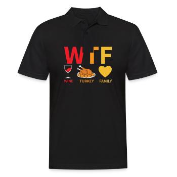 WTF Wine Turkey Family - Thanksgiving - Männer Poloshirt - Schwarz - Vorne - Kai (181cm)