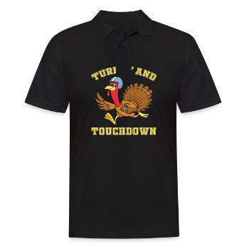 Thanksgiving Turkey And Touchdowns - Thanksgiving - Männer Poloshirt - Schwarz - Vorne - Kai (181cm)