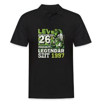 Level 26 freigeschaltet legendär seit 1997 - Männer Poloshirt - Schwarz - Vorne - Kai (181cm)