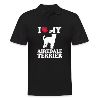 Airedale Terrier Gift Chiens - Polo Homme - noir - Devant - Kai (181cm)