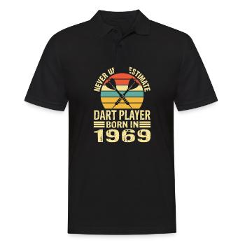 Ne jamais sous-estimer le joueur de fléchettes né en 1969 - Polo Homme - noir - Devant - Kai (181cm)