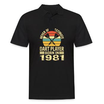 Never Underestimate Dart Player Born In 1981 - Männer Poloshirt - Schwarz - Vorne - Kai (181cm)