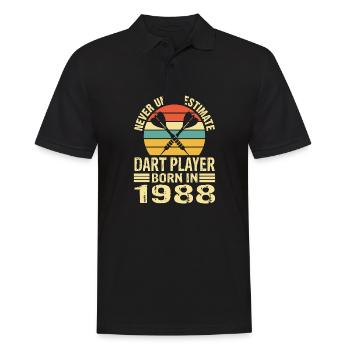 Ne jamais sous-estimer le joueur de fléchettes né en 1988 - Polo Homme - noir - Devant - Kai (181cm)