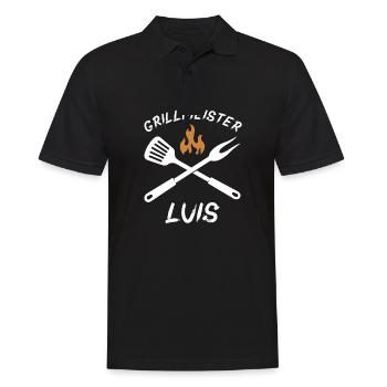 Grillmeister Luis - Männer Poloshirt - Schwarz - Vorne - Kai (181cm)
