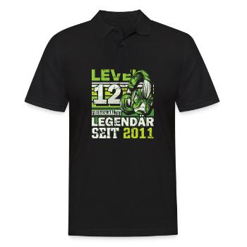 Level 12 freigeschaltet legendär seit 2011 - Männer Poloshirt - Schwarz - Vorne - Kai (181cm)