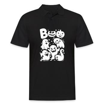 BOO Geister Erschrecken Halloween - Männer Poloshirt - Schwarz - Vorne - Kai (181cm)