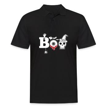 BOO Geister Erschrecken Halloween - Männer Poloshirt - Schwarz - Vorne - Kai (181cm)