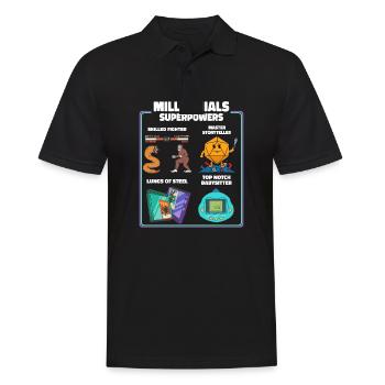 Drôle Millennial Nerdy Old Skool Hobbies Cartoon - Polo Homme - noir - Devant - Kai (181cm)