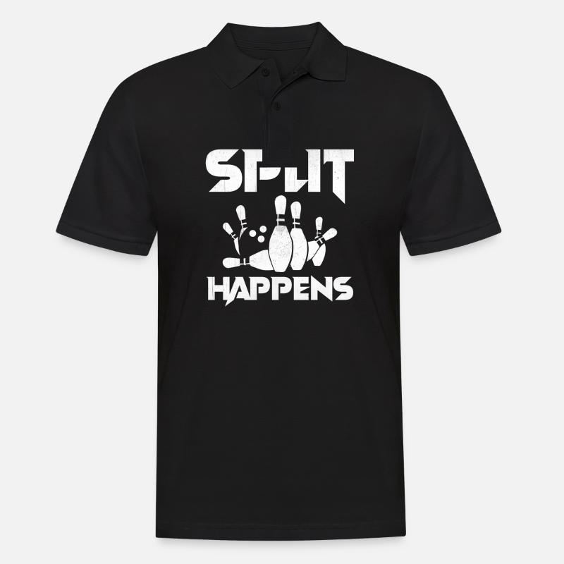 Bowling Smashing Pins - Split Happens - Männer Poloshirt - Schwarz