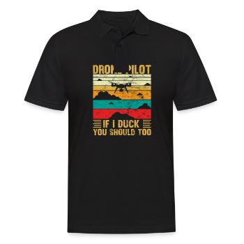Drone pilot funny retro sky hobby pilot vintage - Männer Poloshirt - Schwarz - Vorne - Kai (181cm)