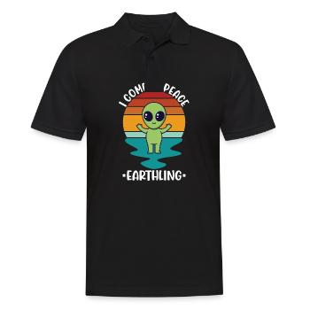 Alien i come in peace earthling funny retro space - Männer Poloshirt - Schwarz - Vorne - Kai (181cm)