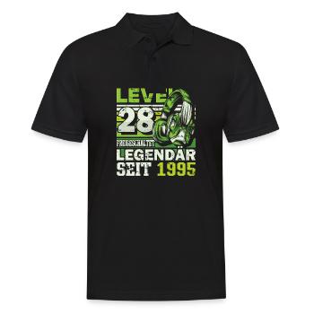 Level 28 freigeschaltet legendär seit 1995 - Männer Poloshirt - Schwarz - Vorne - Kai (181cm)