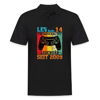 Gaming Geburtstag 2009 Level 14 - Männer Poloshirt - Schwarz - Vorne - Kai (181cm)
