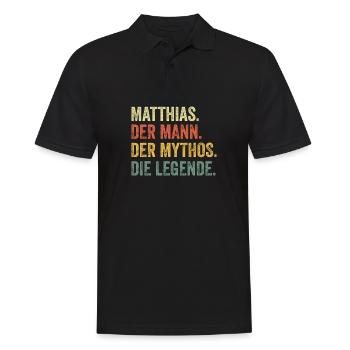 Matthias Mann Mythos Legende Vorname Name - Männer Poloshirt - Schwarz - Vorne - Kai (181cm)