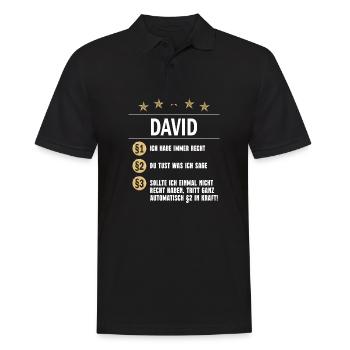 David Habe immer Recht Namenstag - Männer Poloshirt - Schwarz - Vorne - Kai (181cm)