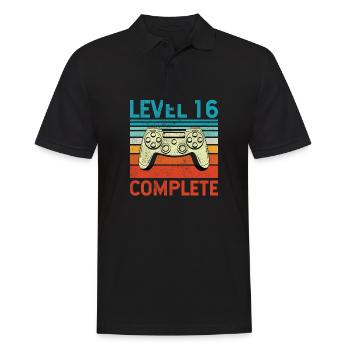 Level 16 Complete - Männer Poloshirt - Schwarz - Vorne - Kai (181cm)
