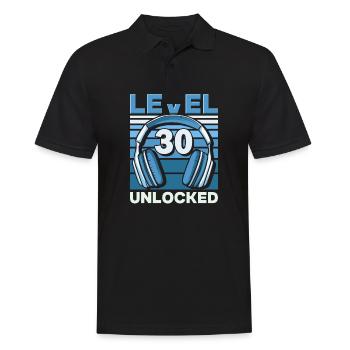 Niveau 30 Jeu débloqué Birthday Gamer - Polo Homme - noir - Devant - Kai (181cm)