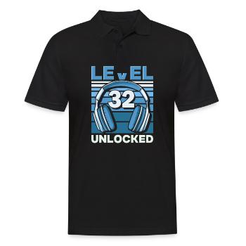 Level 32 Unlocked Gaming Birthday Gamer - Men's Polo Shirt - black - Front - Kai (181cm)