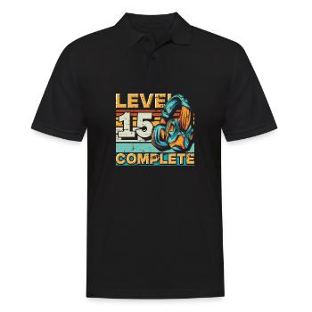 Gaming Geburtstag Level 15 Complete für Gamer. - Männer Poloshirt - Schwarz - Vorne - Kai (181cm)