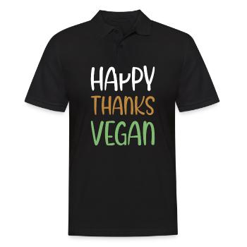 Happy Thanks Vegan - Thanksgiving - Polo Homme - noir - Devant - Kai (181cm)
