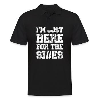 Happy Thanks Vegan - I'm Just Here For The Sides - Männer Poloshirt - Schwarz - Vorne - Kai (181cm)