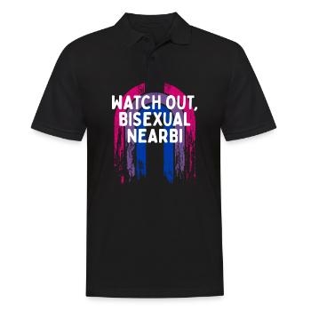 Watch Out Bisexual NearBi Bi LGBTQ Bi Pride LGBT - Männer Poloshirt - Schwarz - Vorne - Kai (181cm)