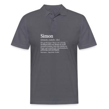 Simon Définition Nom Jour Nom Anniversaire - Polo Homme - charbon - Devant - Nico (186cm)