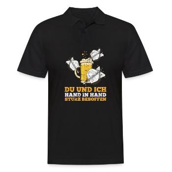 Bier Darts Verein Bar Verein Hand in Hand besoffen - Männer Poloshirt - Schwarz - Vorne - Kai (181cm)