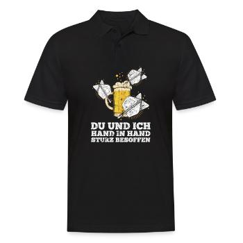 Bier Darts Verein Bar Verein Hand in Hand besoffen - Männer Poloshirt - Schwarz - Vorne - Kai (181cm)