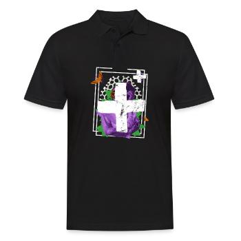 Be human Respekt Abstrakt Vaporwave Trance - Männer Poloshirt - Schwarz - Vorne - Kai (181cm)