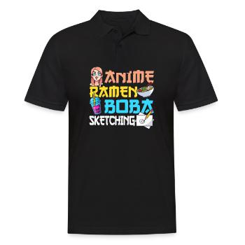 Anime Ramen Boba Sketching - Men's Polo Shirt - black - Front - Kai (181cm)