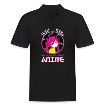 Just A Girl Who Really Loves Anime - Männer Poloshirt - Schwarz - Vorne - Kai (181cm)