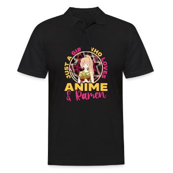 Just A Girl Who Loves Anime and Ramen - Männer Poloshirt - Schwarz - Vorne - Kai (181cm)