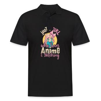 Just A Girl Who Loves Anime and Sketching - Men's Polo Shirt - black - Front - Kai (181cm)