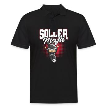 Joueur de football ninja mignon amoureux du football drôle - Polo Homme - noir - Devant - Kai (181cm)