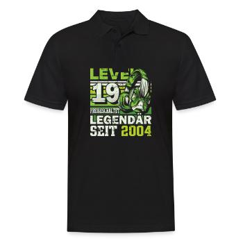 Level 19 freigeschaltet legendär seit 2004 - Männer Poloshirt - Schwarz - Vorne - Kai (181cm)