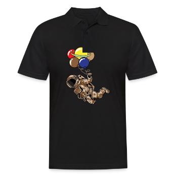 Spaceman Moon Planets Astronaut Space Balloons - Männer Poloshirt - Schwarz - Vorne - Kai (181cm)