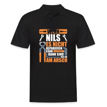 Vorname Nils Name Geburtstag Geschenk - Männer Poloshirt - Schwarz - Vorne - Kai (181cm)
