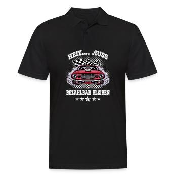 Heizen muss bezahlbar bleiben Oldtimer Muscle Car - Männer Poloshirt - Schwarz - Vorne - Kai (181cm)