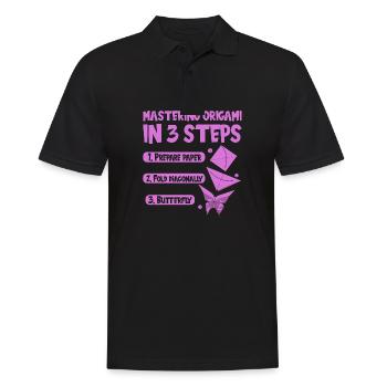 Origami Japanese Art Folding Crane Paper - Men's Polo Shirt - black - Front - Kai (181cm)