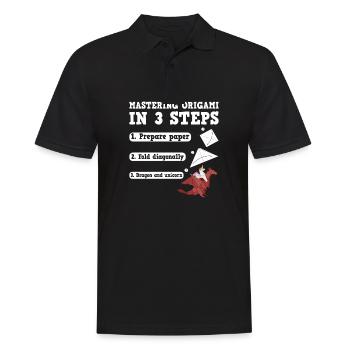 Origami Japanese Art Folding Crane Paper - Men's Polo Shirt - black - Front - Kai (181cm)